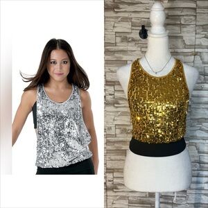Balera Dance Sequin gold Tank Top
